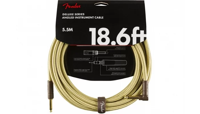 Инструментальный кабель FENDER CABLE DELUXE SERIES 18.6' ANGLED TWEED, фото № 2