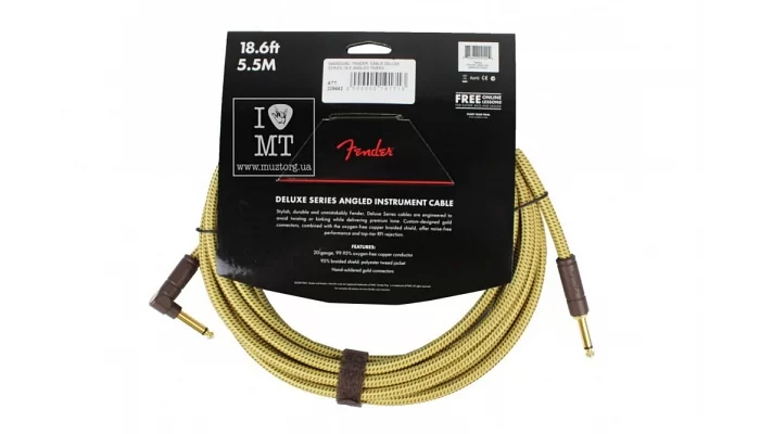Инструментальный кабель FENDER CABLE DELUXE SERIES 18.6' ANGLED TWEED, фото № 3