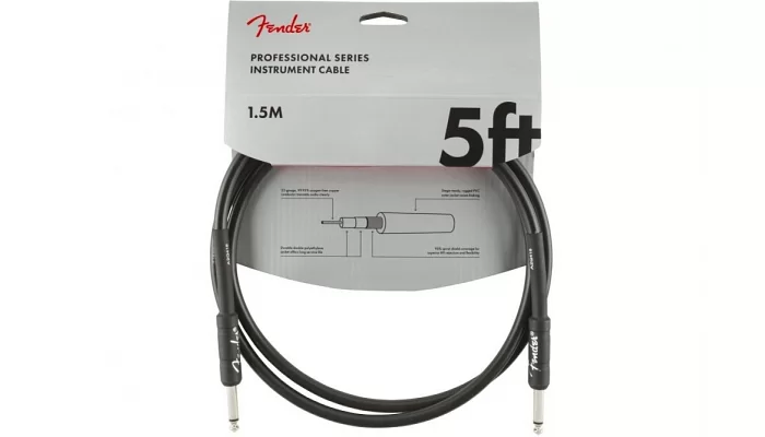 Инструментальный кабель FENDER CABLE PROFESSIONAL SERIES 5' BLACK, фото № 1