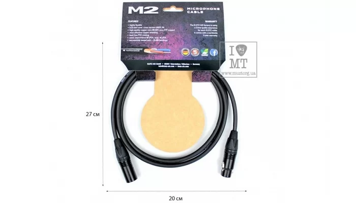 Мікрофонний кабель KLOTZ M2 SUPERIOR MICROPHONE CABLE 2 M, фото № 3