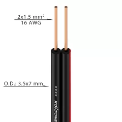 Акустичний кабель 2х1.5діаметр-3,5х7мм 100м ROXTONE SC008В