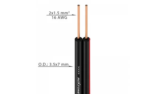 Акустический кабель 2х1.5диаметр-3,5х7мм 100м ROXTONE SC008В