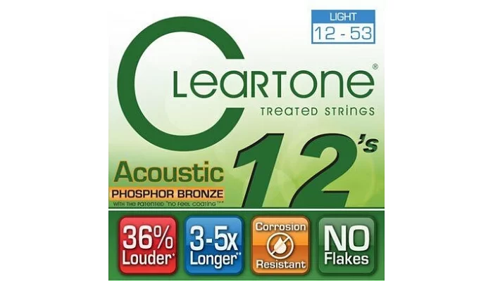 Набір струн для акустичної гітари CLEARTONE 7412 ACOUSTIC PHOSPHOR BRONZE LIGHT 12-53, фото № 2