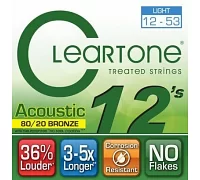Набор струн для акустической гитары CLEARTONE 7612 ACOUSTIC 80/20 BRONZE LIGHT 12-53