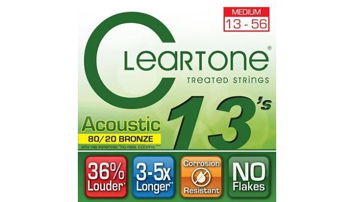 Набір струн для акустичної гітари CLEARTONE 7613 ACOUSTIC 80/20 BRONZE MEDIUM 13-56, фото № 1