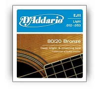 Набор струн для акустической гитары DADDARIO EJ11 80/20 BRONZE LIGHT 12-53