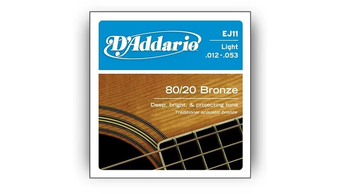 Набір струн для акустичної гітари DADDARIO EJ11 80/20 BRONZE LIGHT 12-53, фото № 1