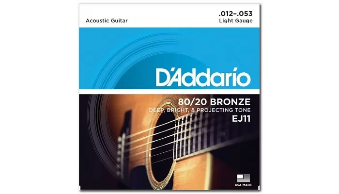 Набір струн для акустичної гітари DADDARIO EJ11 80/20 BRONZE LIGHT 12-53, фото № 4