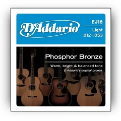Набор струн для акустической гитары DADDARIO EJ16 PHOSPHOR BRONZE LIGHT 12-53