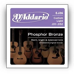 Набор струн для акустической гитары DADDARIO EJ26 PHOSPHOR BRONZE CUSTOM LIGHT 11-52