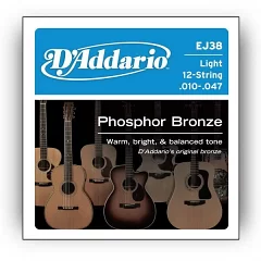 Набір струн для акустичної гітари DADDARIO EJ38 PHOSPHOR BRONZE LIGHT 12-STRING 10-47
