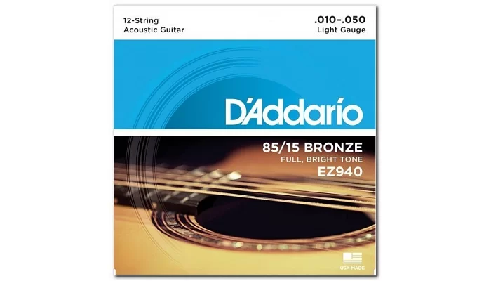 Набір струн для акустичної гітари DADDARIO EZ940 BRONZE MEDIUM 12 STRINGS 10-50, фото № 2
