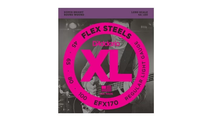 Набір струн для бас гітари DADDARIO EFX170 XL FLEX STEELS LIGHT 45-100, фото № 1