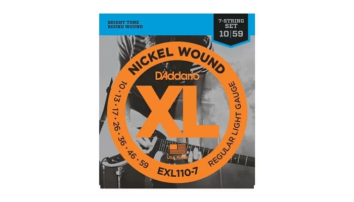 Набір струн для електрогітари DADDARIO EXL110-7 XL REGULAR LIGHT 7-STRING (10-59), фото № 1