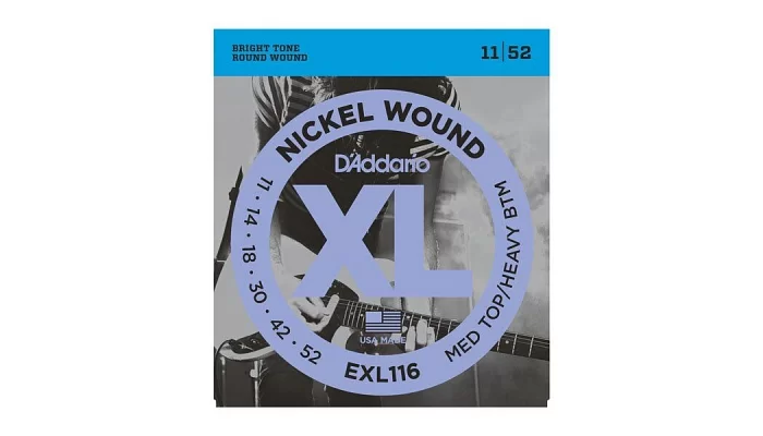 Набір струн для електрогітари DADDARIO EXL116 XL MEDIUM TOP / HEAVY BOTTOM (11-52), фото № 1