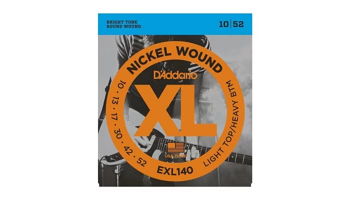 Набір струн для електрогітари DADDARIO EXL140 XL LIGHT TOP / HEAVY BOTTOM (10-52), фото № 2