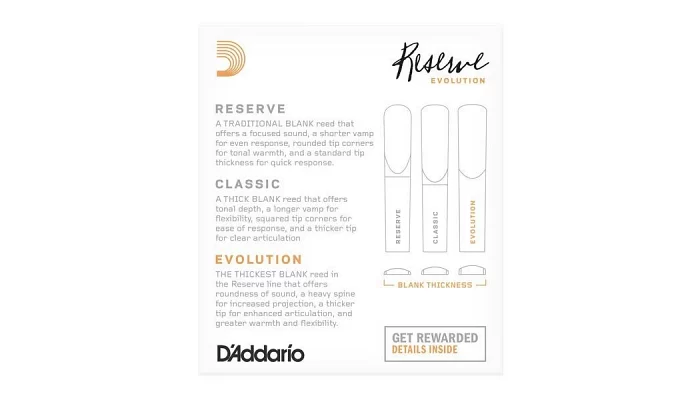 Тростини для кларнета DADDARIO DCE1030 Reserve Evolution Bb Clarinet # 3.0 - 10 Box, фото № 3