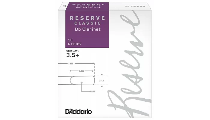 Тростина DADDARIO DCT10355 Reserve Classic Bb Clarinet # 3.5 + - 10 Box, фото № 2