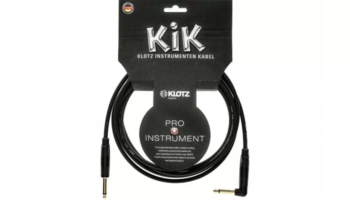 Інструментальний кабель KLOTZ KIK INSTRUMENT CABLE BLACK ANGLED 3 M GOLD, фото № 1