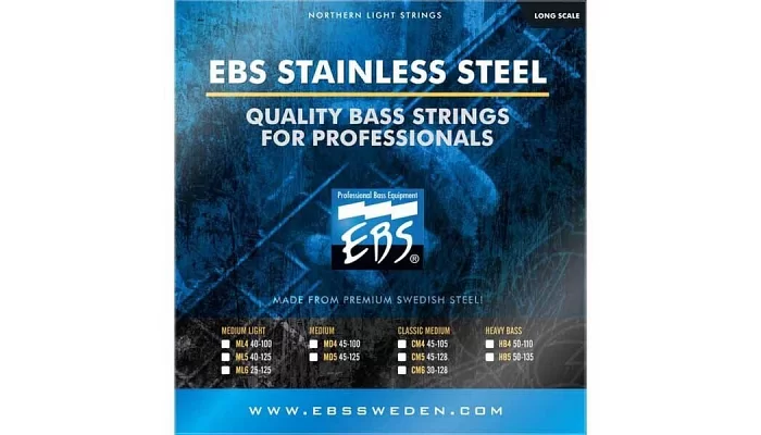 Комплект струн для бас-гитары EBS SS-MD 5-strings (45-125) Stainless Steel