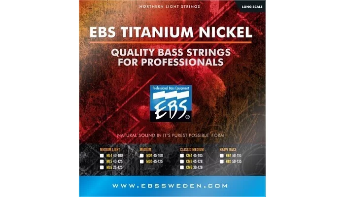 Комплект струн для бас-гітари EBS TN-CM 5-strings (45-128) Titanium Nickel