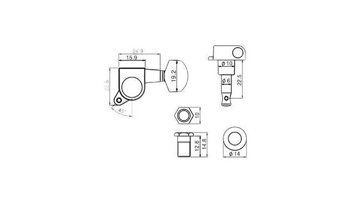 Колки для електрогітари PAXPHIL J02 6-in-line (BK), фото № 2