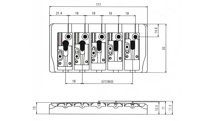 Бридж для 5-струнной бас-гитары PAXPHIL BB405 (CR), фото № 2