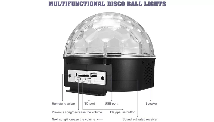 Светодиодный диско шар EMCORE MBR-006 (MP3+Bluetooth), фото № 4