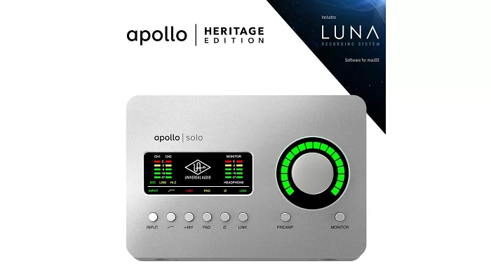 Аудіоінтерфейс UNIVERSAL AUDIO Apollo Solo Heritage Edition (Desktop / Mac / Win / TB3), фото № 1