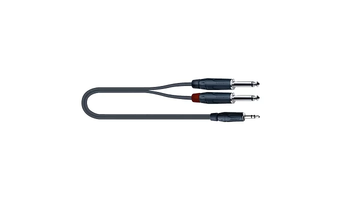 Межблочный кабель стерео 3.5 мм джек – 2 моно 6.3 мм джека, длина (3 м) QUIK LOK SPB316-3BK, фото № 1