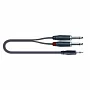 Межблочный кабель стерео 3.5 мм джек – 2 моно 6.3 мм джека, длина (3 м) QUIK LOK SPB316-3BK