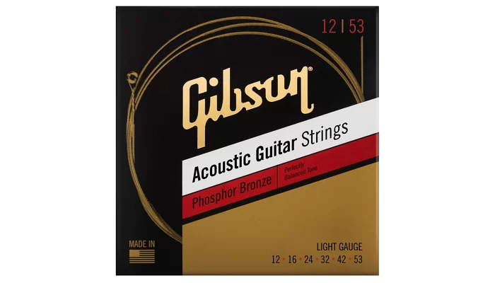 Набір струн для акустичної гітари GIBSON SAG-PB12 PHOSPHOR BRONZE ACOUSTIC GUITAR STRINGS 12-53 ULTRA-LIGHT, фото № 1