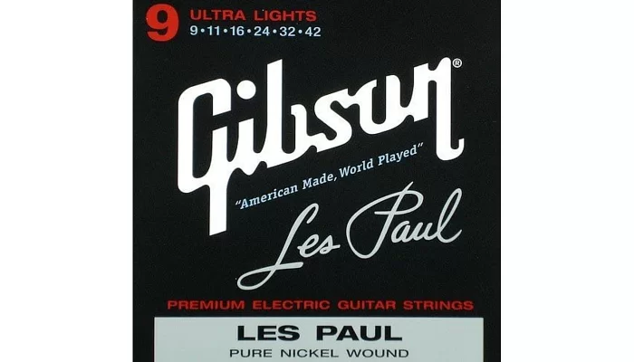 Набор струн для электрогитары GIBSON SEG-LES LES PAUL PREMIUM ELECTRIC GUITAR STRINGS 9-42 ULTRA-LIG, фото № 1
