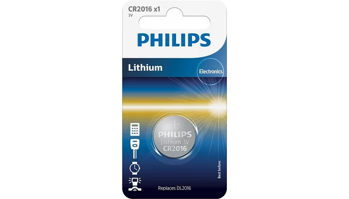 Акумулятор Philips Lithium CR 2016 BLI 1, фото № 2