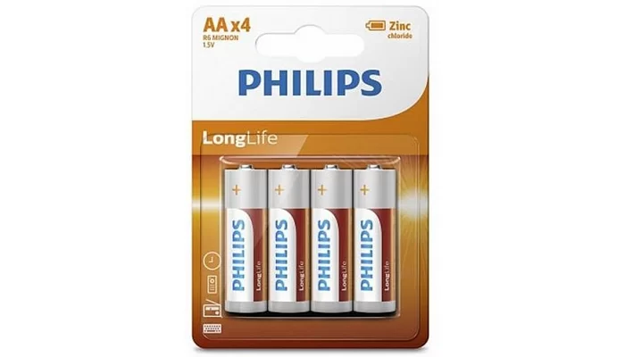 Батарейка Philips LongLife Zinc Carbon AA BLI 4, фото № 1