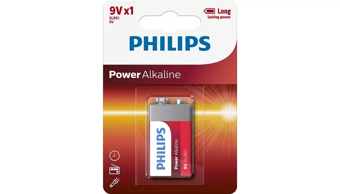 Батарейка Philips Power Alkaline 6LR61 BLI 1, фото № 1