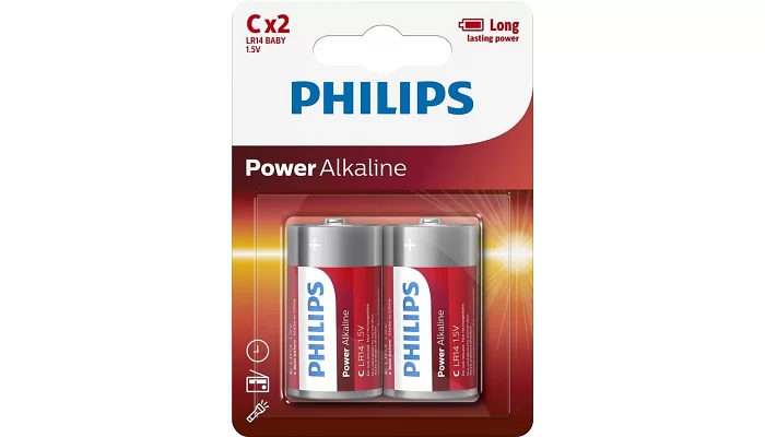 Батарейка Philips Power Alkaline C BLI 2, фото № 1