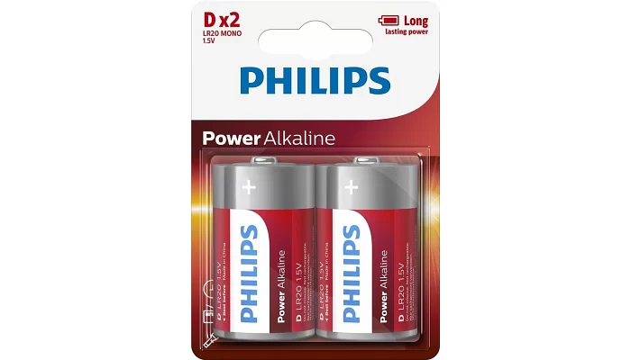 Батарейка Philips Power Alkaline D BLI 2, фото № 1