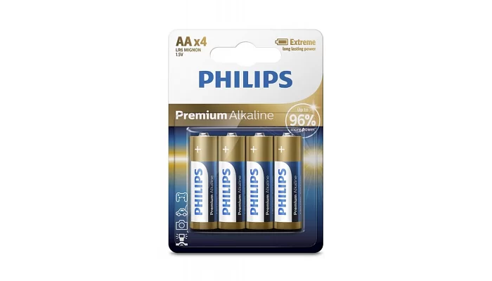 Батарейка Philips Premium Alkaline AA BLI 4, фото № 1