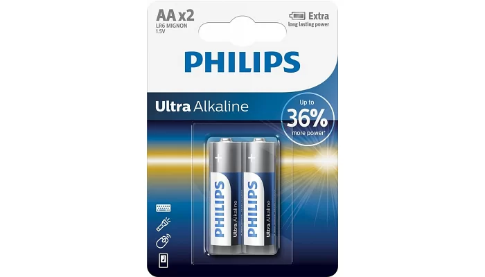 Батарейка Philips Ultra Alkaline AA BLI 2, фото № 1
