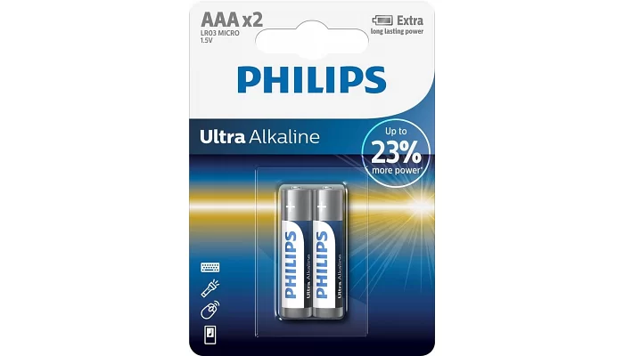 Батарейка Philips Ultra Alkaline AAA BLI 2, фото № 1