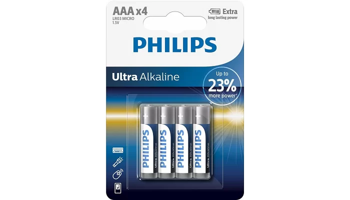 Батарейка Philips Ultra Alkaline AAA BLI 4, фото № 1