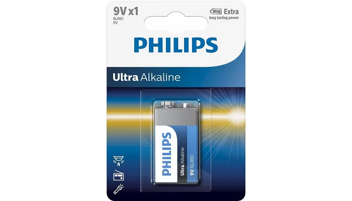 Батарейка Philips Ultra Alkaline 6LR61 BLI 1, фото № 1