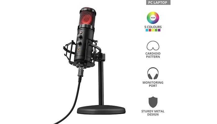 Студийный микрофон Trust GXT 256 Exxo USB Streaming Microphone, фото № 8