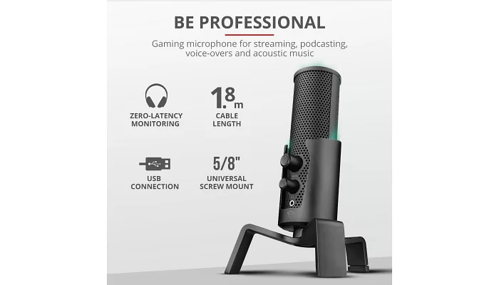 Студійний мікрофон Trust GXT 258 Fyru USB 4-in-1 Streaming Microphone Black, фото № 14