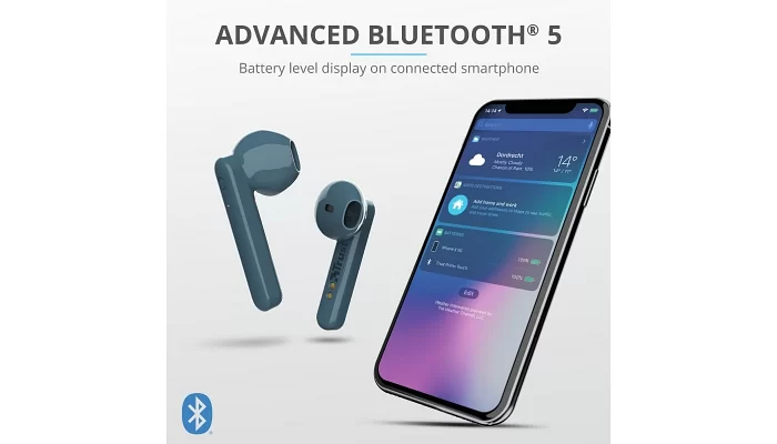 Беспроводные Bluetooth наушники Trust Primo Touch True Wireless Mic Blue, фото № 9