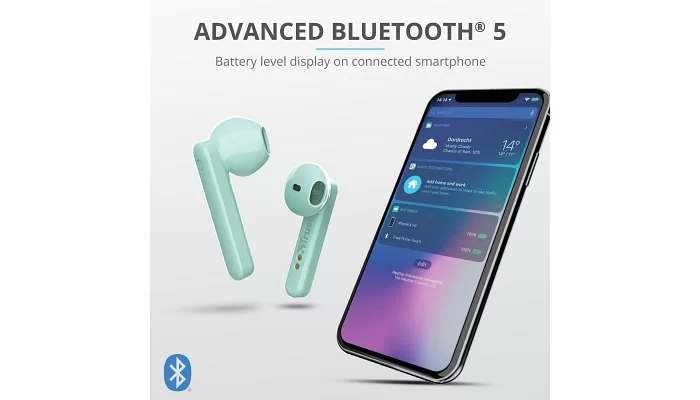 Бездротові Bluetooth навушники Trust Primo Touch True Wireless Mic Mint, фото № 15