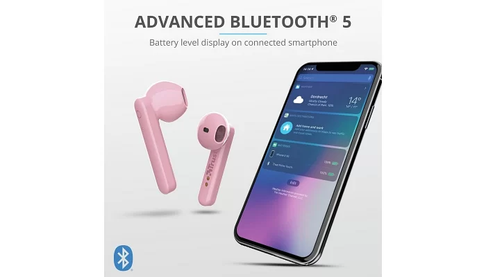 Бездротові Bluetooth навушники Trust Primo Touch True Wireless Mic Pink, фото № 10