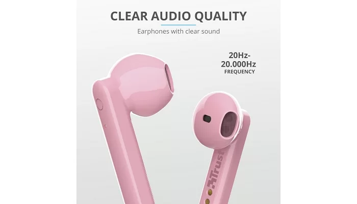 Бездротові Bluetooth навушники Trust Primo Touch True Wireless Mic Pink, фото № 11