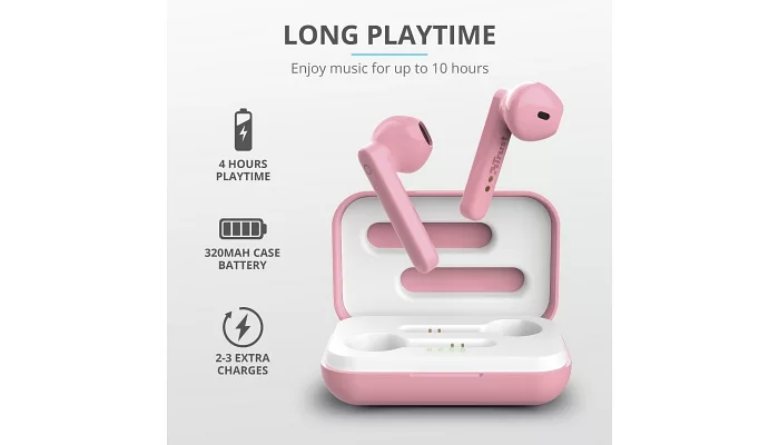 Бездротові Bluetooth навушники Trust Primo Touch True Wireless Mic Pink, фото № 13